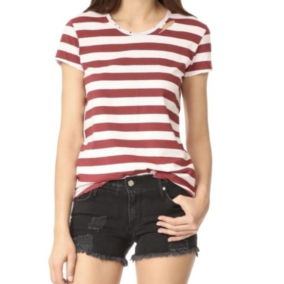 RtA Tops - RtA Nicola 100% Cotton Distressed Tee